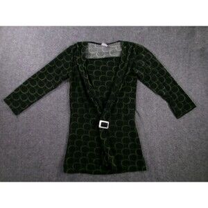 Progress Top Womens S Green Wrap Front Long Sleeve Buckle Tunic Circle Viscose